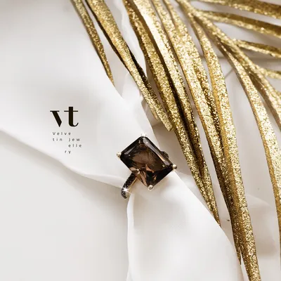 Кольцо с раухтопазом и бриллиантами - Velvetin Jewellery