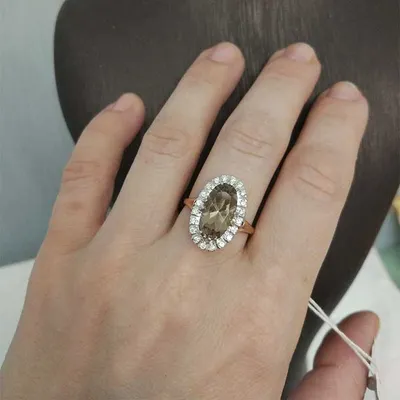 кольцо +с раухтопазом +и бриллиантами