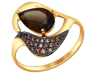 714667 - Кольцо из золота с раухтопазом и коричневыми фианитами - SOKOLOV -  купить в интернет-магазине Золотишко.ру