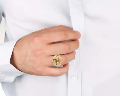 Кольцо с раухтопазом и 6 фианитами из жёлтого золота арт 302020191310  купить в Москве, цена NEWGOLD 576.01