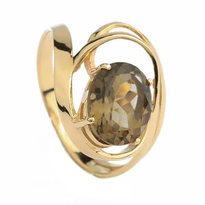 Кольца :: Кольца из золота :: Кольца из золота Дымчатый кварц :: Изящное золотое  кольцо с ярким раухтопазом
