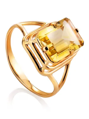 Кольца :: Кольца из золота :: Кольца из золота Цитрин :: Геометричное золотое  кольцо с цитрином