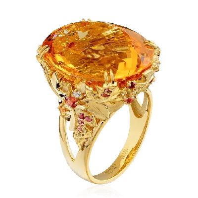 Купить Золотое кольцо 585 проба. Женское Кольцо Цитрин с красного золота.  6521510! Лучшая цена в лучшем Интернет-магазине Украины!