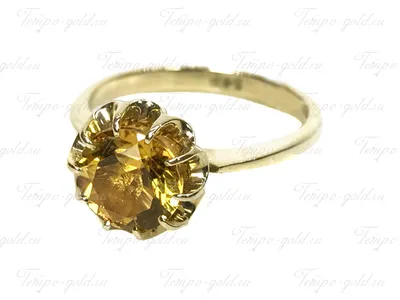 ᐉ Золотое кольцо с цитрином и бриллиантами р. 19 С13Л1№9