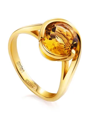 Кольца :: Кольца из золота :: Кольца из золота Цитрин :: Золотое кольцо с  ярким цитрином