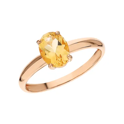 Кольцо с цитрином и фианитами из красного золота 585 пробы DR15013C |  Размер 18 (57) купить с доставкой | Кольца