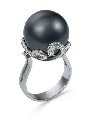 Кольцо из белого золота с жемчугом и бриллиантом Delicate. Артикул:  119138620201. Купить кольцо | SOVA Jewels