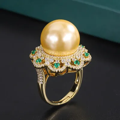 Золотое кольцо с жемчугом и фианитами 000-363252 | Купить в рассрочку |  Интернет-магазин НАШЕ ЗОЛОТО