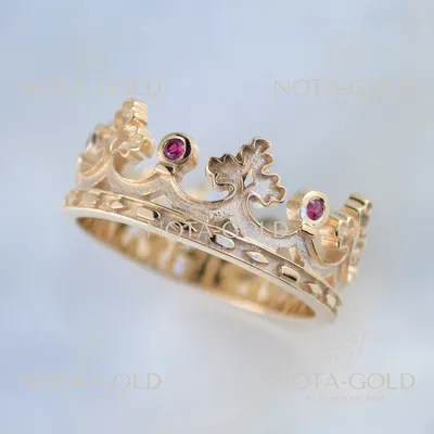 Золотое мужское кольцо в виде короны с рубинами на заказ (Вес: 5,5 гр.) |  Купить в Москве - Nota-Gold