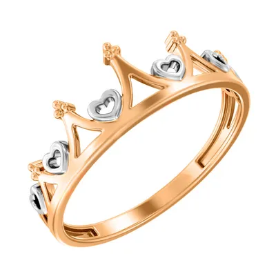 Обручальное кольцо в виде короны из комбинированного золота на заказ