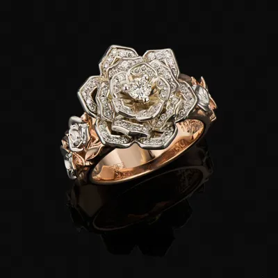 Купить Кольцо в виде бриллиантовой розы 911263Б 911263Б | ювелирный Дива в  Санкт-Петербурге