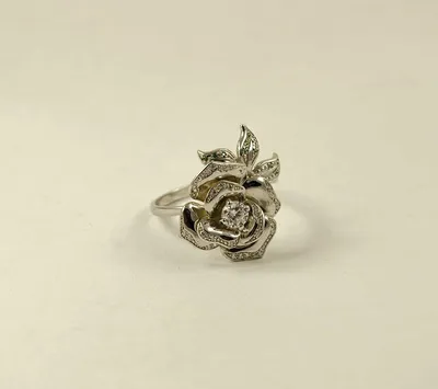 Золотое кольцо ''Роза'' Альдзена K-14020 с бриллиантом — купить в  AllTime.ru — фото