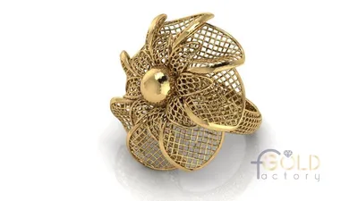 Золотое кольцо распускающийся цветок на заказ в ювелирной мастерской