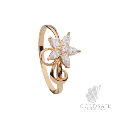 Золотое кольцо «Цветок лотоса» с бриллиантом в интернет-магазине  «ЗлатоСрібло»