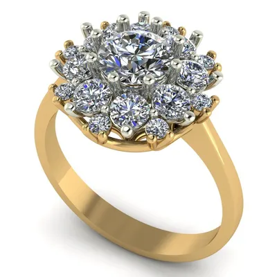 Кольцо \"Цветок\". Купить золотые кольца \"Цветок\". Золотое кольцо в виде  цветка - Malva