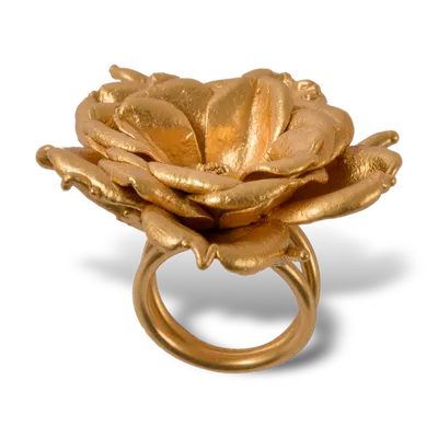 Женское золотое кольцо в виде цветка на заказ из жёлтого золота с  бриллиантами, родолитом и цитрином (Вес: 6 гр.) | Купить в Москве -  Nota-Gold