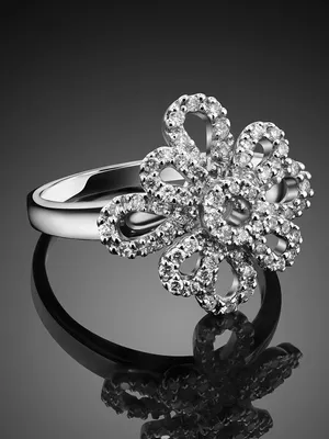 Помолвочное кольцо Пион цветок с бриллиантом PEONY на заказ из белого и  желтого золота, серебра, платины или своего металла
