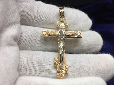 Крупный мужской золотой крестик с распятием и эмалью (ID#272799256), цена:  19650 ₴, купить на Prom.ua