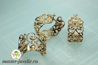 Купить золотые серьги и кольцо Ажурные Сердца в комплекте | Ювелирная  мастерская \"Master-juvelir\" в Москве