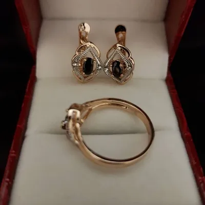 Серебряный набор серьги и кольцо с пластинами золота (ID#311801357), цена:  2800 ₴, купить на Prom.ua