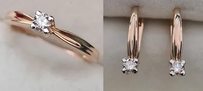 Набор: серебряное кольцо с серьгами (золотые вставки) (7 г) купить по цене  2812 грн с доставкой в Житомир.