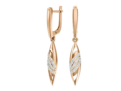 Золотые серьги с фианитом. Артикул: СВ1226и - OLIVA Jewels