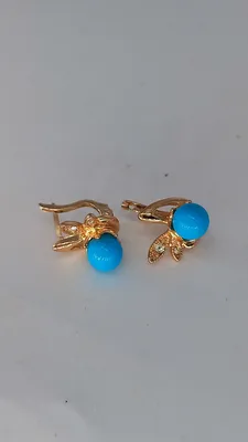 Золотые серьги с голубым топазом. Артикул 441761 купить в ювелирном  магазине TANGO