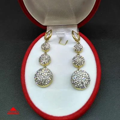 Купить серьги из золота с родированием с 2 топазами swarovski и 6 swarovski  zirconia ❤ со скидкой от 45% в магазине Золото РУ