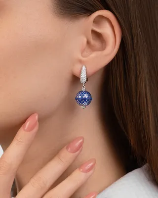 Серебряные серьги с , керамикой (1577370) (ID#1829194583), цена: 3542 ₴,  купить на Prom.ua