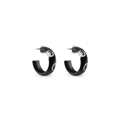 Black ceramic, white gold and diamond earrings | DAMIANI