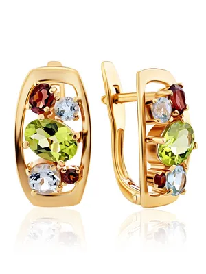 Классические украшения серьги и кольцо с разноцветными камнями Дельта -  купить по лучшей цене в Miss Silver