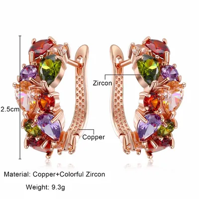 Купить Высокое качество сплава красочные циркон серьги ювелирные изделия  капли воды геометрические хрустальные серьги женские | Joom
