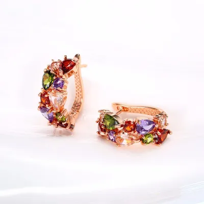 Серьги-кольца с цветными камнями Рiесеs-Разноцветный Арт.CL000029639927 -  цена 1390 руб., в наличии в интернет-магазине | Clouty.ru
