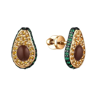Золотые серьги с бриллиантами и цветными драгоценными камнями E139-E11791 -  Оптово-розничная ювелирная компания Ивери