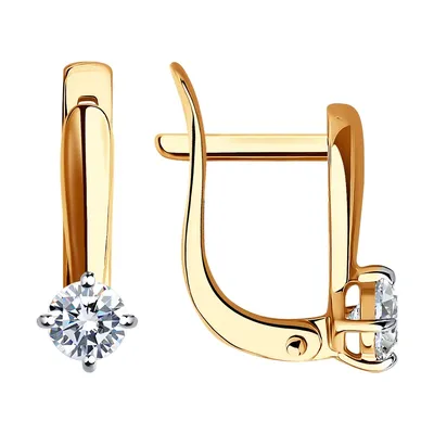 Золотые серьги SOKOLOV 026809 с фианитом: Золото 585° пробы — купить в  ювелирном интернет-магазине Diamant