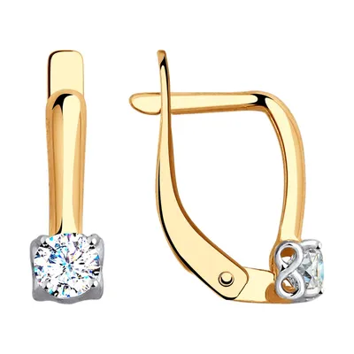 Золотые серьги SOKOLOV 027617 с фианитом: Золото 585° пробы — купить в  ювелирном интернет-магазине Diamant