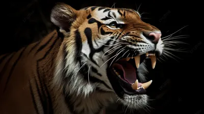 Злой тигр, зубы, красный язык, …» — создано в Шедевруме