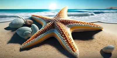 Картина морской звезды на пляже | Премиум Фото