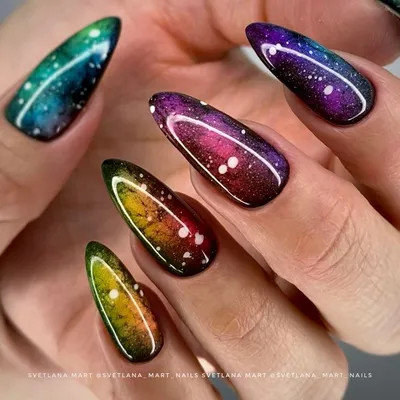 Накладные ногти в форме миндаля со звездами, 24 шт | AliExpress
